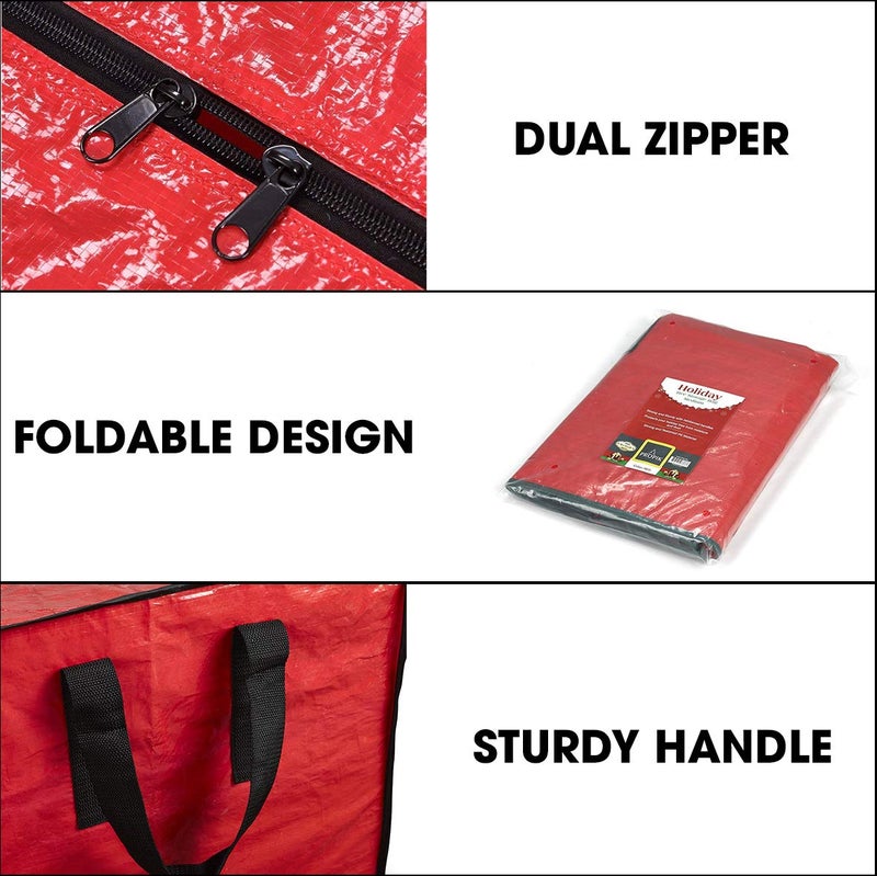 ProPik Christmas Tree Storage Bag | Fits Up to 7 ft. Tall Disassembled Tree | 45" x 15" x 20" Holiday Artificial Tree Storage Case | Perfect Xmas Storage Container with Handles and Sleek Zipper (Red) - Image 3